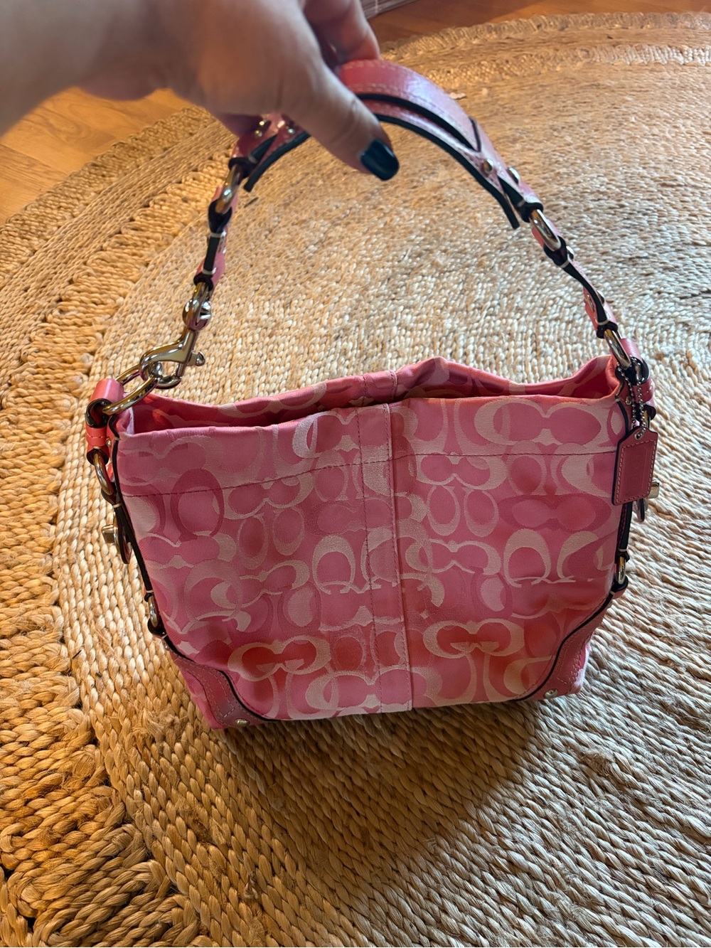 Rare Y2k Coach “Carly” Pink Signature Canvas Hobo Bag - Gem
